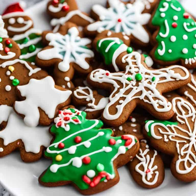 White plate with gingerbread cookies on it.