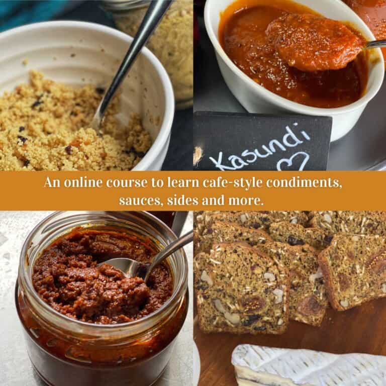Image showing 4 different recipes from our sauces, and condiments course.