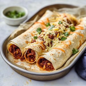Image of wraps filled with a Tex Mex mince Thermomix recipe