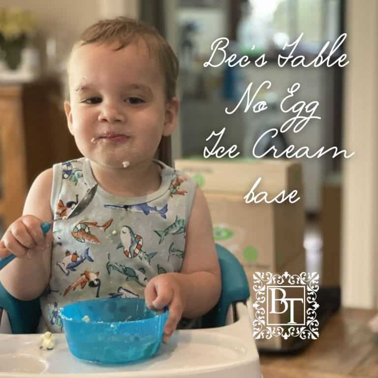 image of my grandson eating ice cream. No egg ice cream