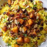 Roast pumkin and bacon with rice.